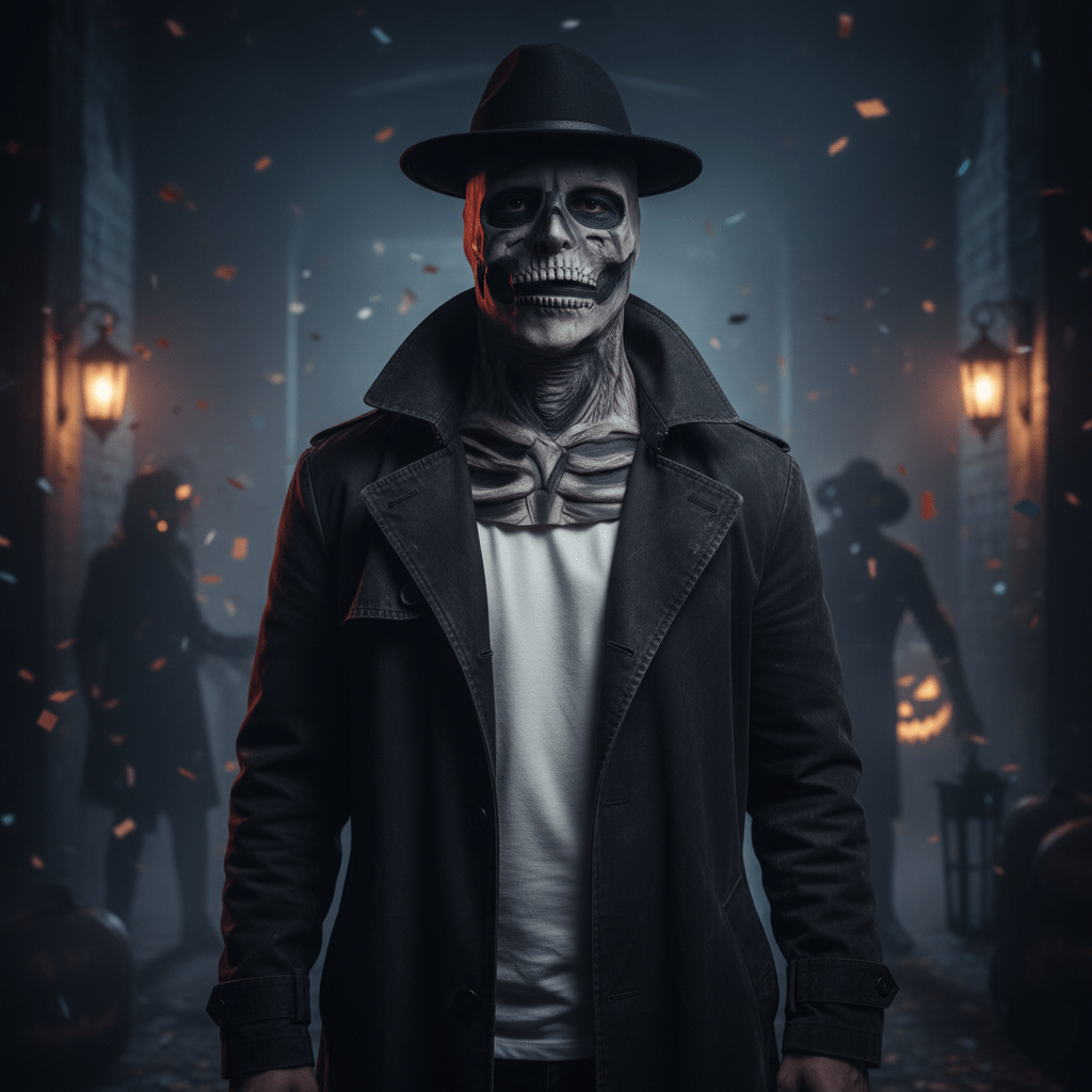 BoneChill Realistic Skull Mask with Hat for Ultimate Halloween Experience