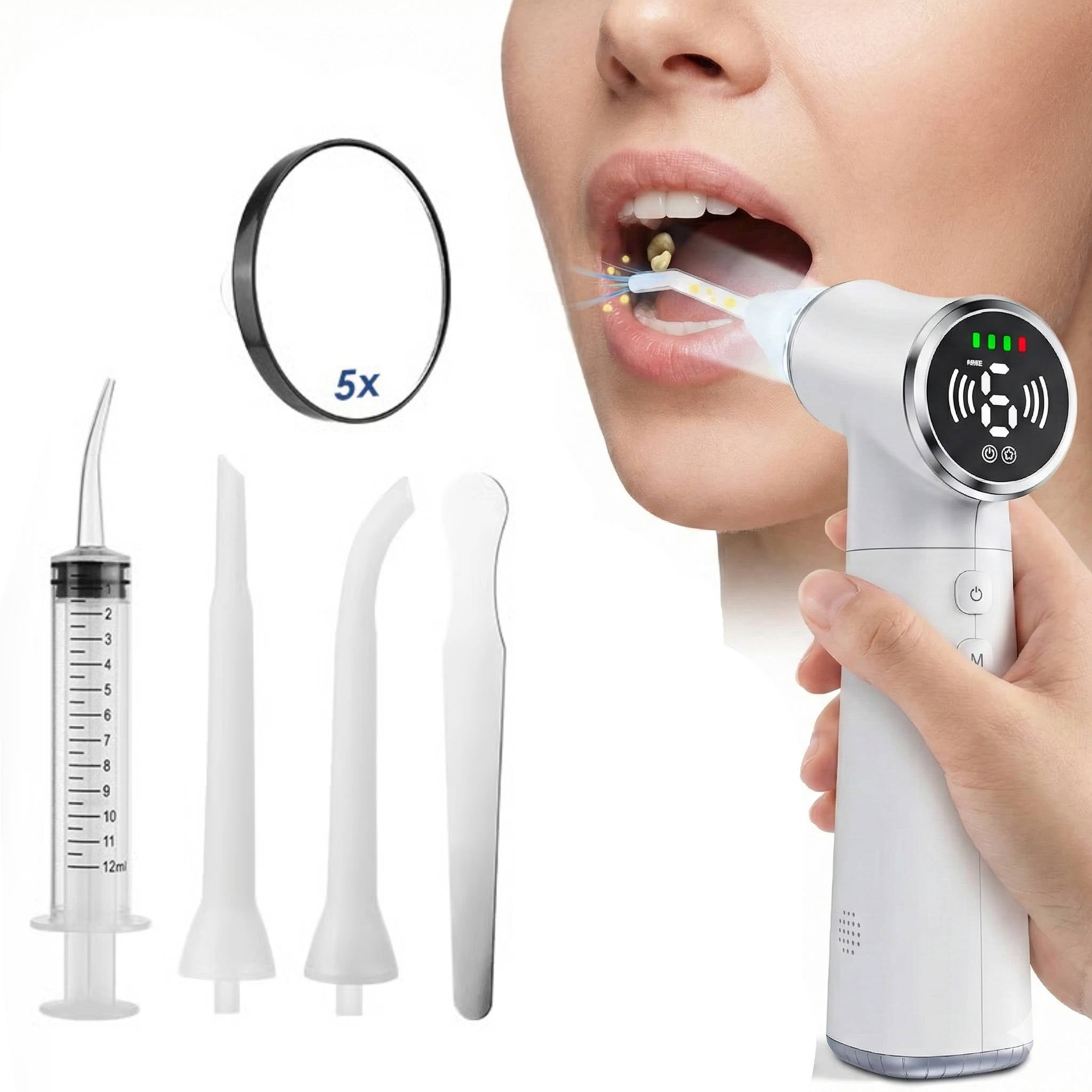 Smart Rechargeable Dental Cleaning System with Adjustable Suction