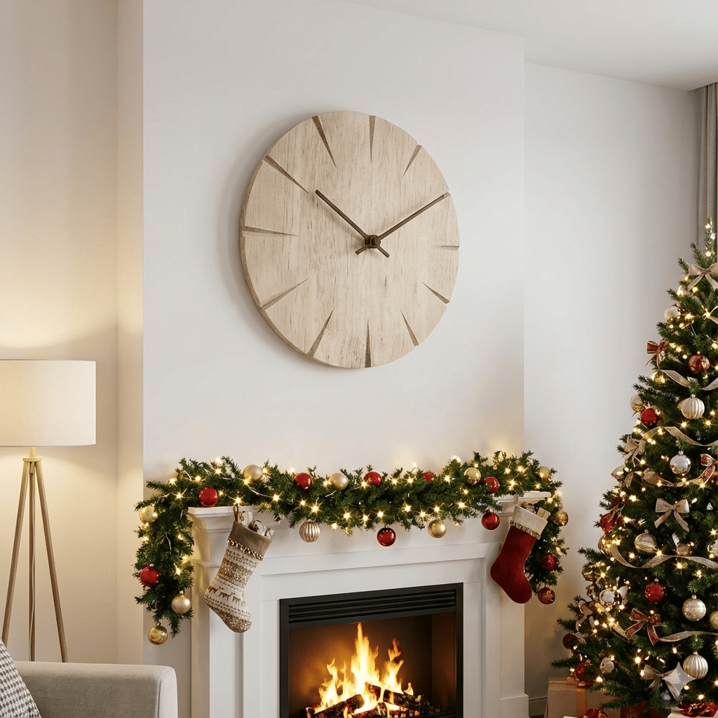 TranquilTimber Wall Clock with Pendulum – Solid Wood Design