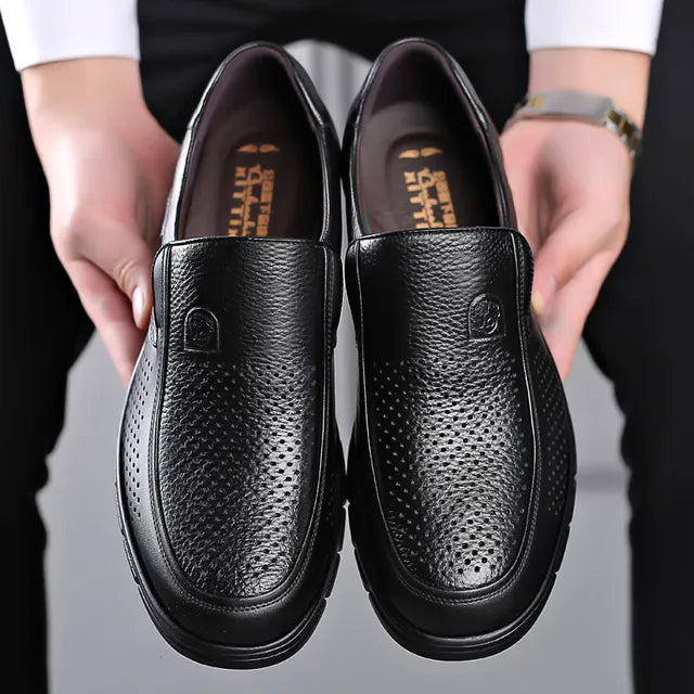 Men's Casual Leather Loafers | Handmade Genuine Leather | Flat Platform Sole | Breathable Comfortable Fit