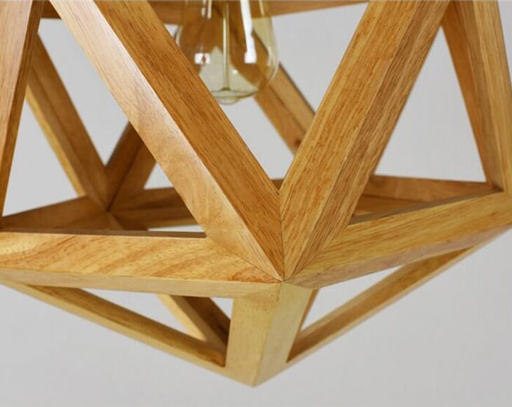 Taavita Geometric Wooden Pendant Light - Solid Wood Hanging Lamp - Living Room/Kitchen/Store Decor