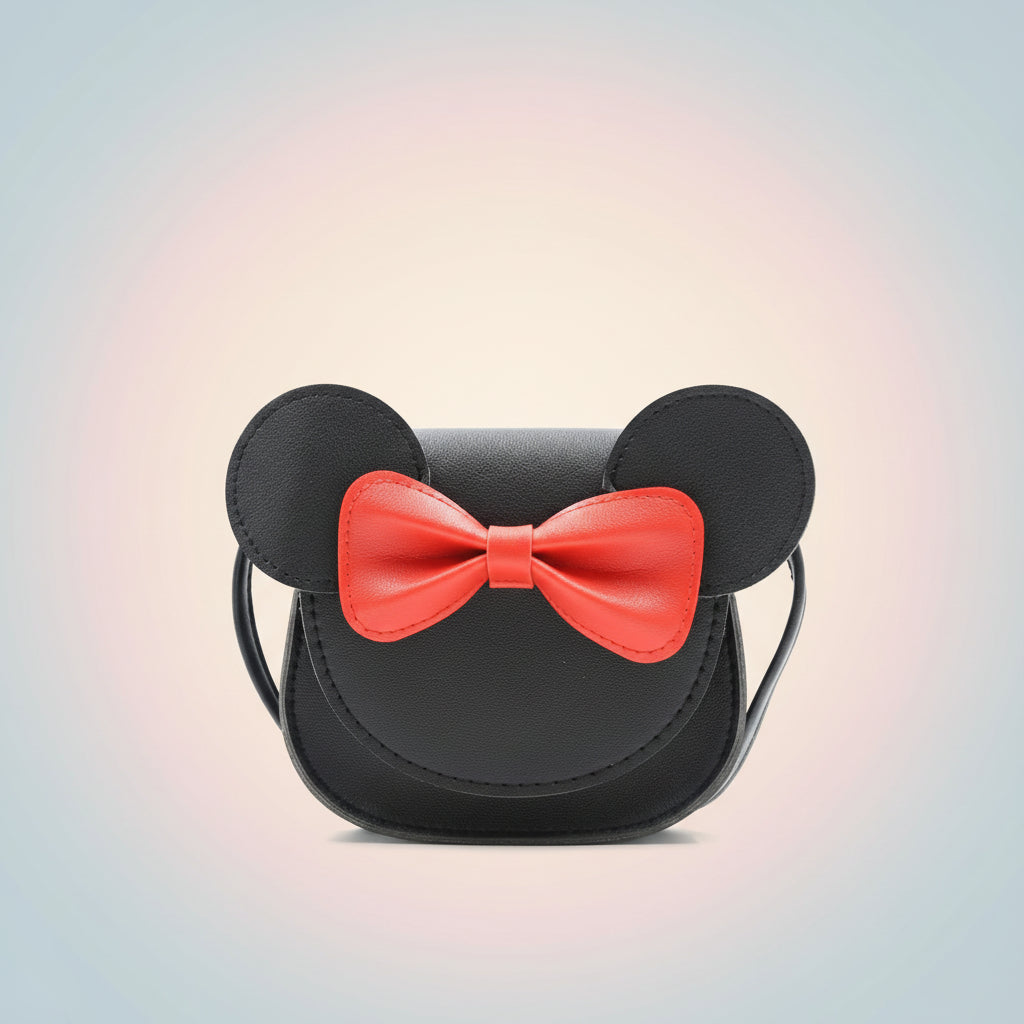 Charming Mouse-Design Crossbody Bag for Kids with Bow