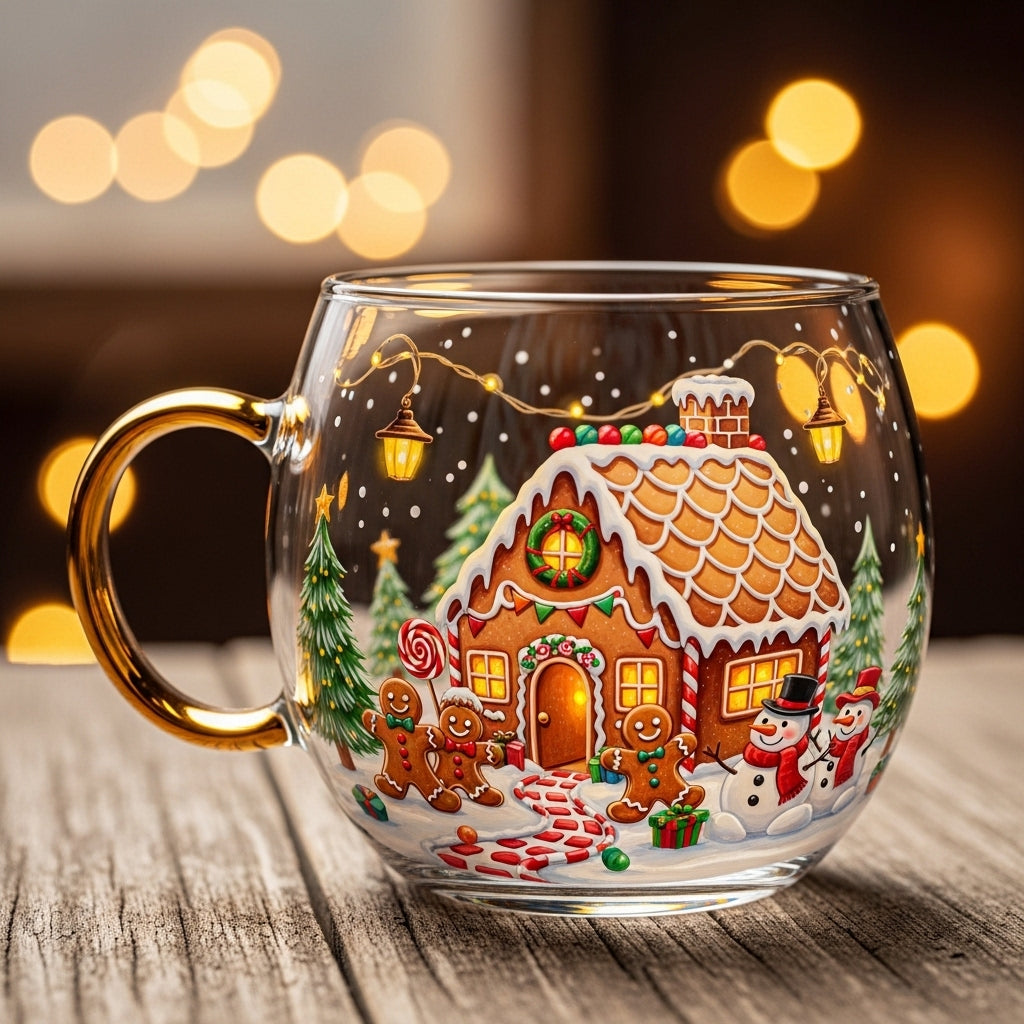 Charming Holiday Glass Mug for Warm Drinks