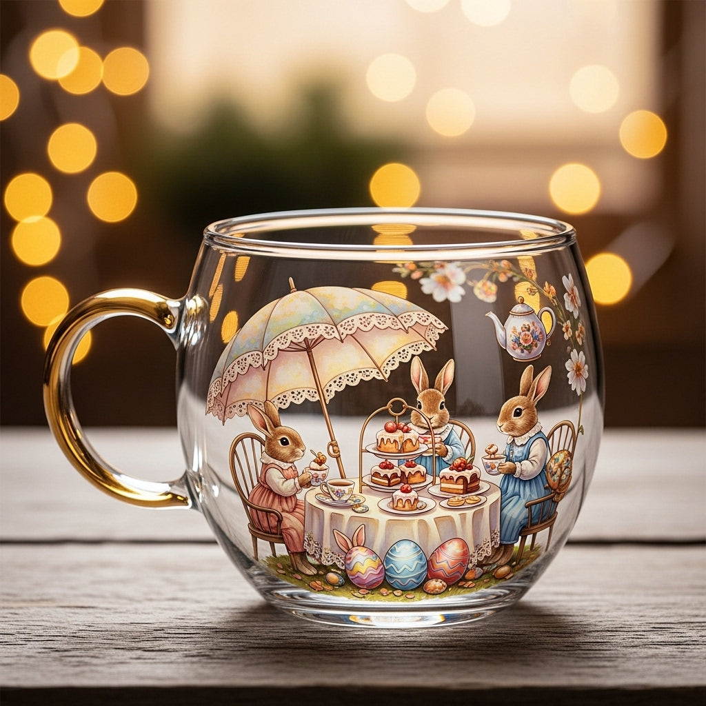 Charming Holiday Glass Mug for Warm Drinks