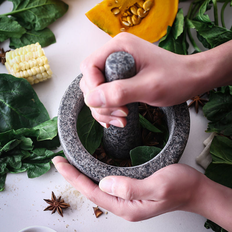 Natural Stone Mortar and Pestle Set – Effortless Kitchen Grinding