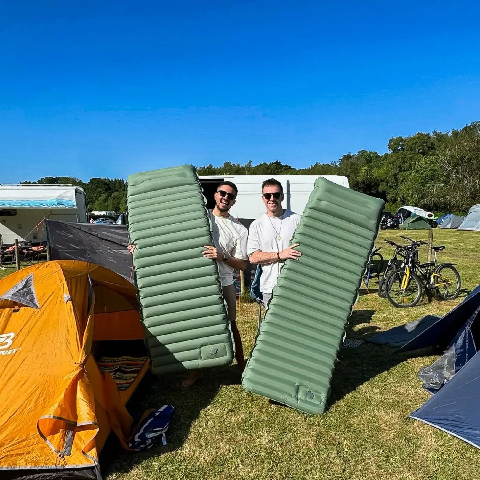 Inflatable Camping Sleeping Pad with Integrated Pillow for Outdoor Comfort