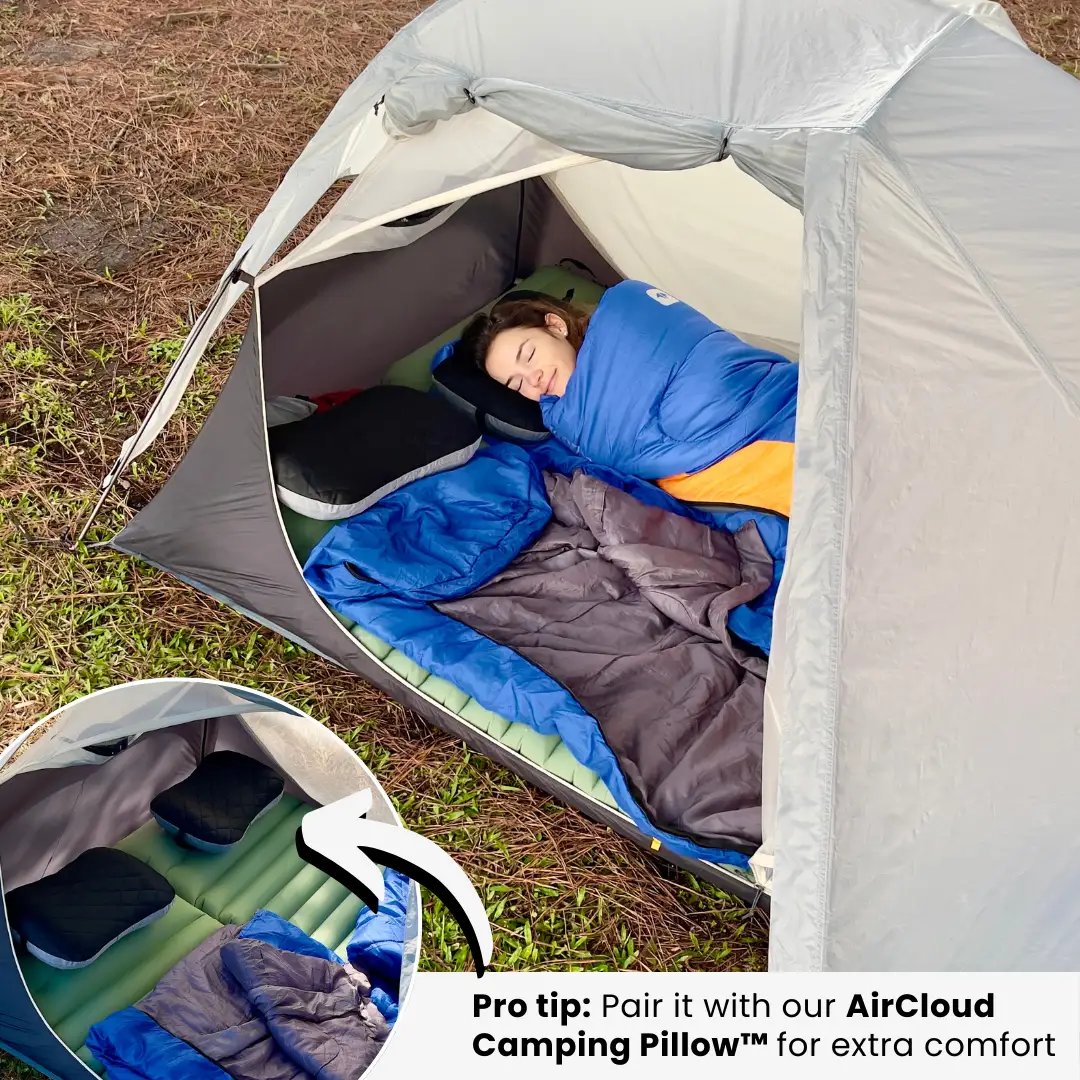 Inflatable Camping Sleeping Pad with Integrated Pillow for Outdoor Comfort