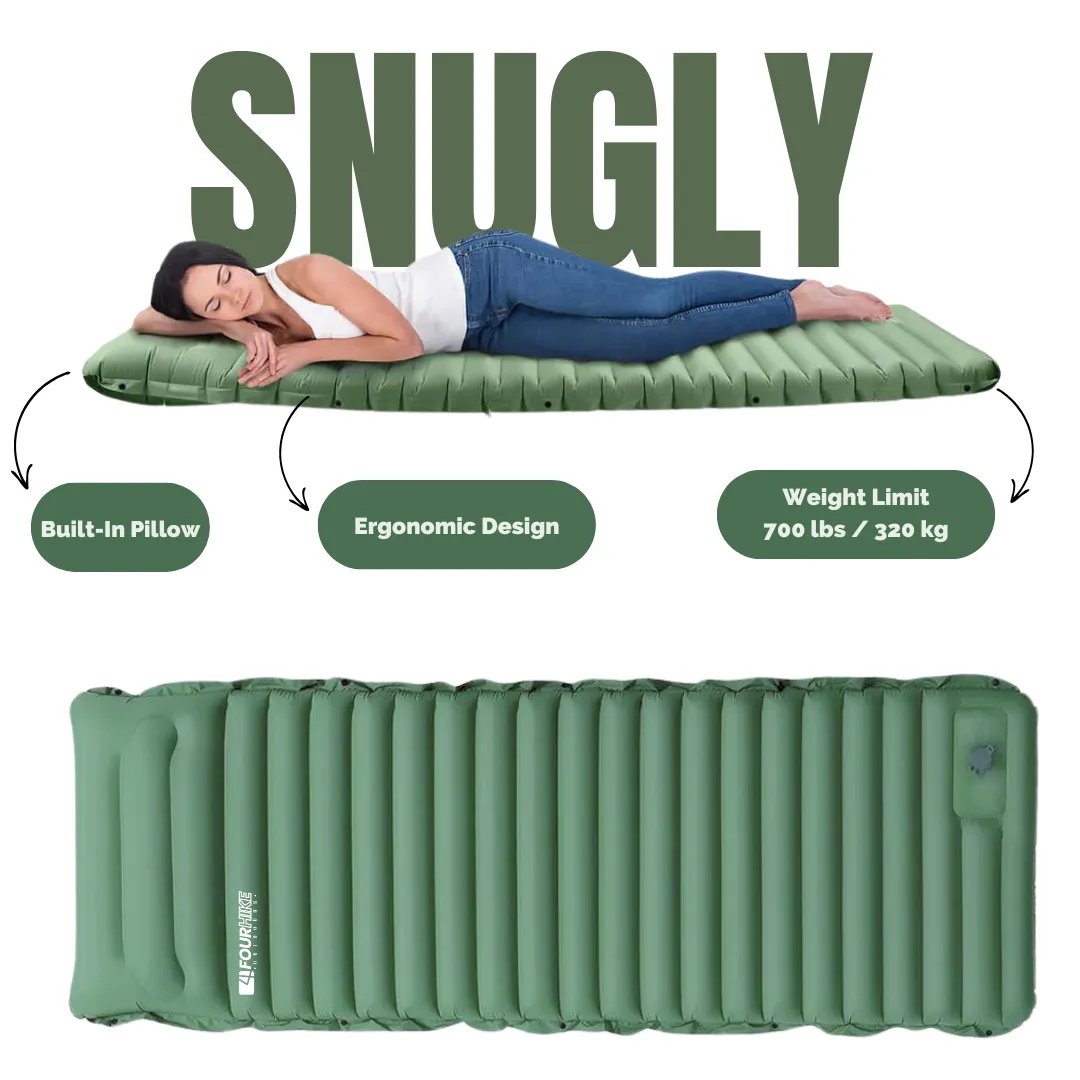 Inflatable Camping Sleeping Pad with Integrated Pillow for Outdoor Comfort