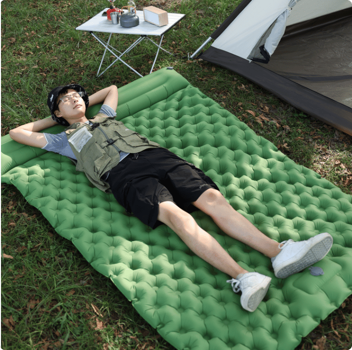 Inflatable Camping Sleeping Pad with Integrated Pillow for Outdoor Comfort