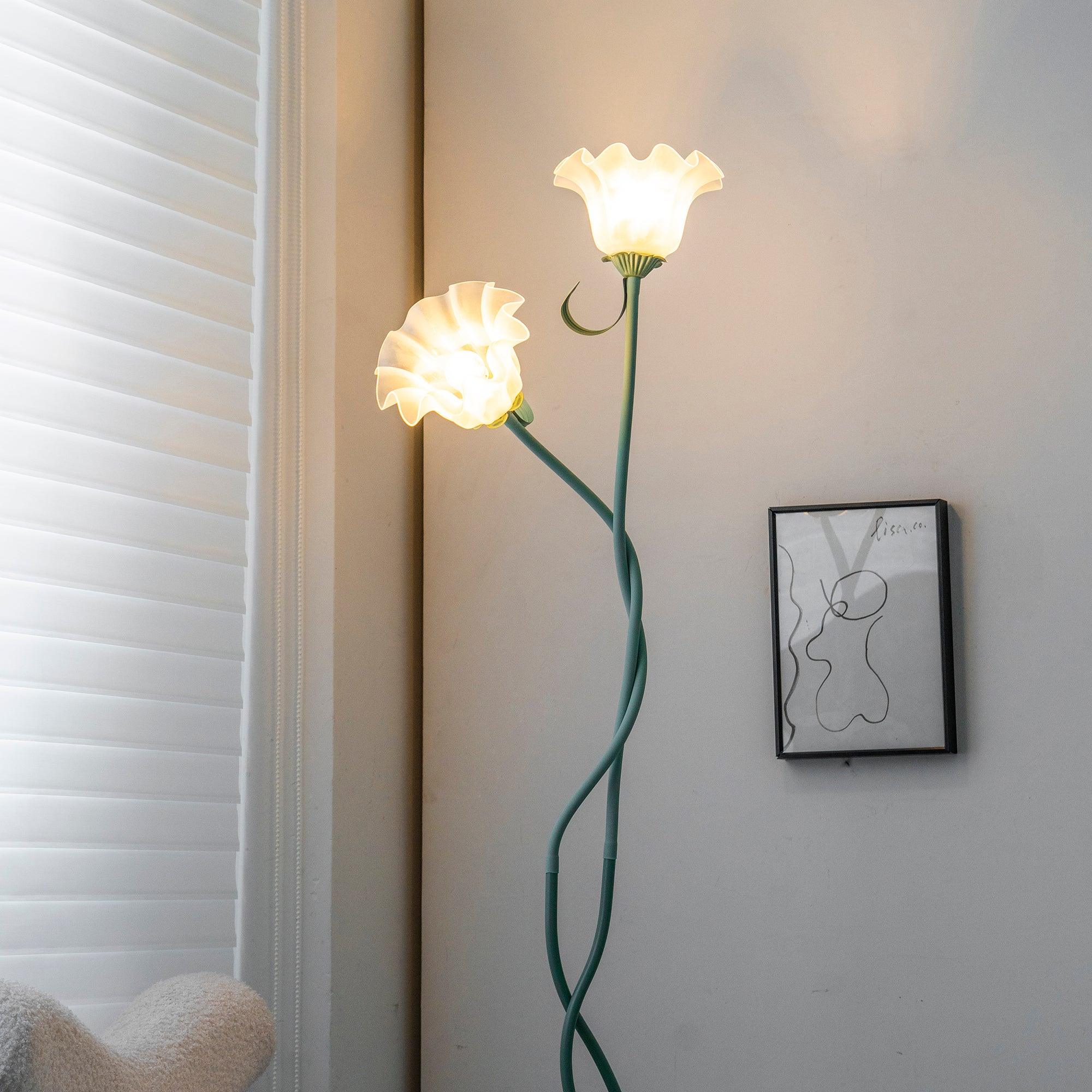 Botanical Elegance Floor Lamp in Matte Green