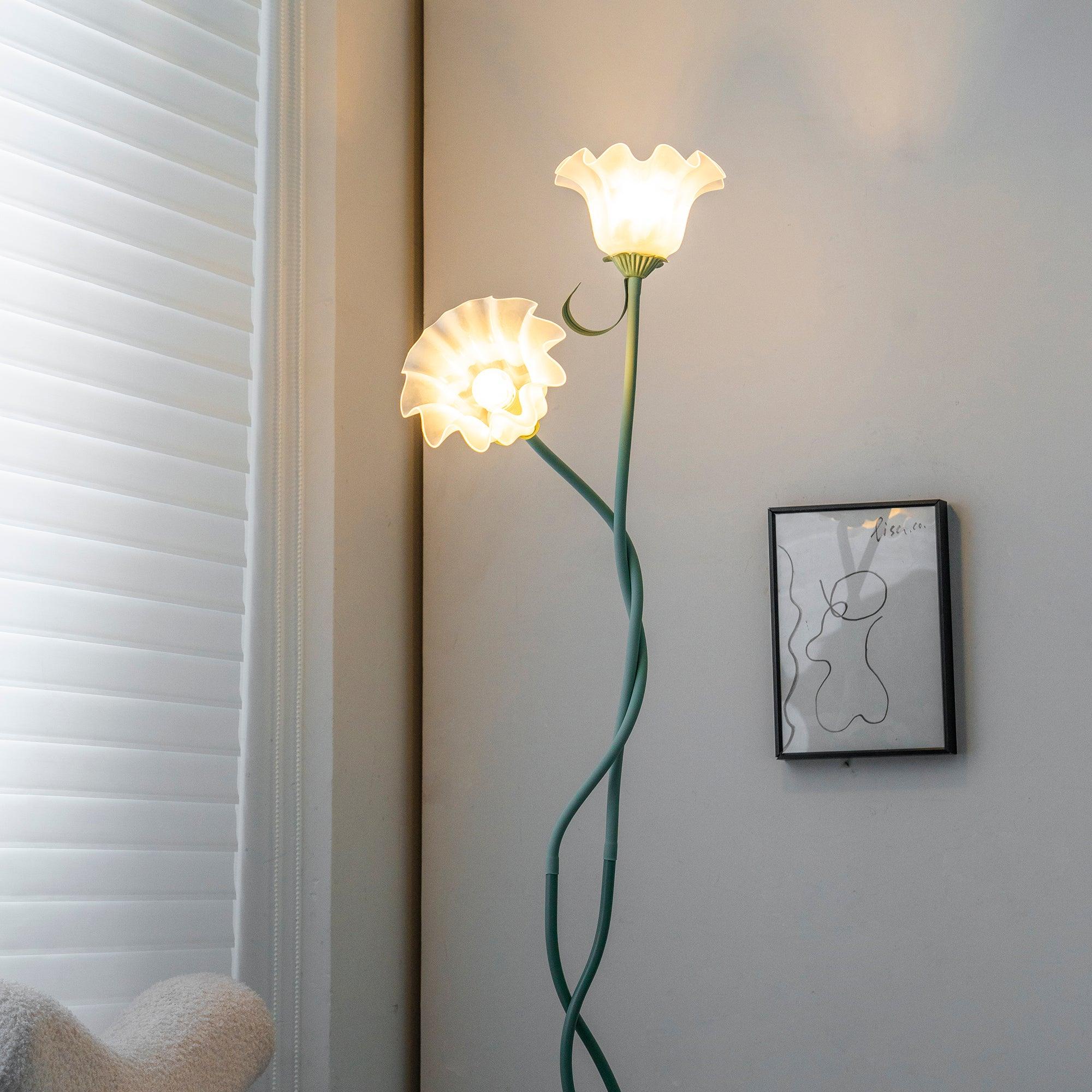 Botanical Elegance Floor Lamp in Matte Green