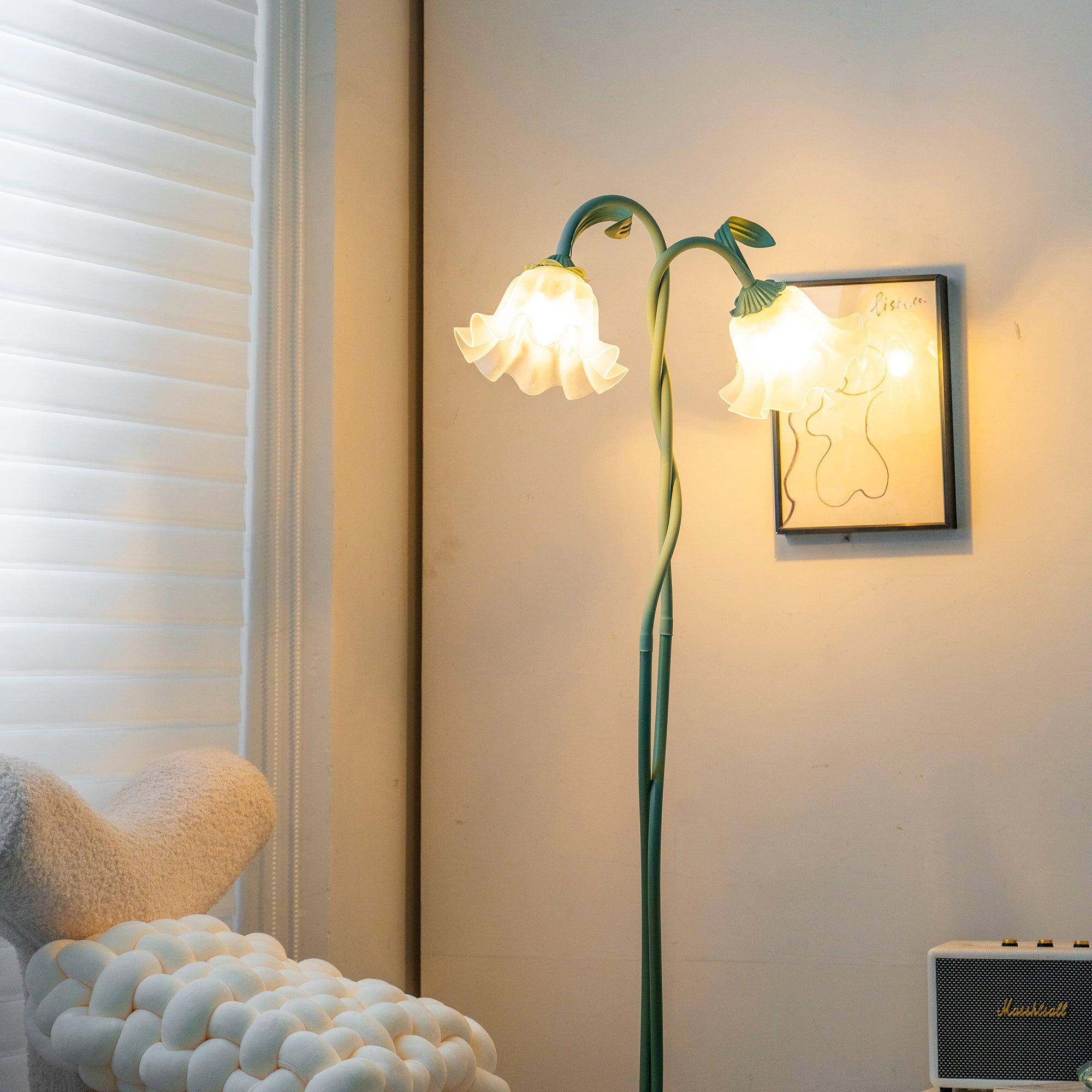 Botanical Elegance Floor Lamp in Matte Green