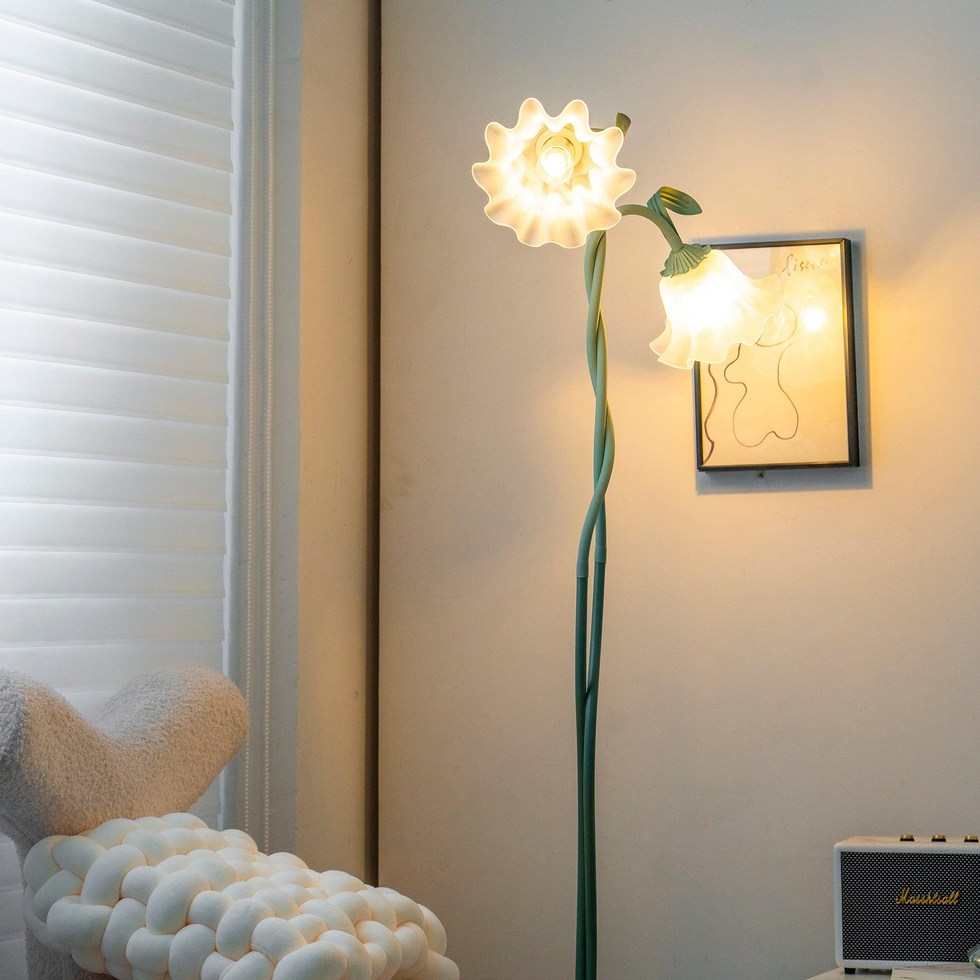Botanical Elegance Floor Lamp in Matte Green