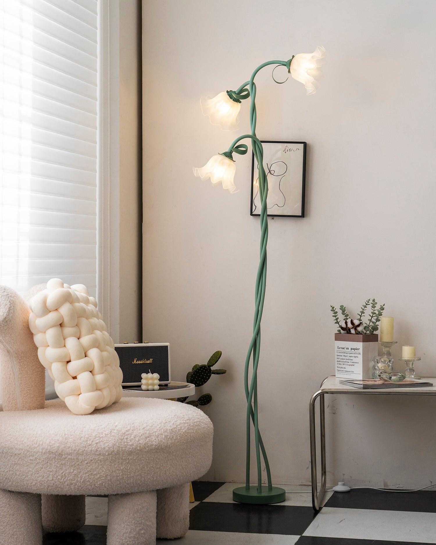 Botanical Elegance Floor Lamp in Matte Green