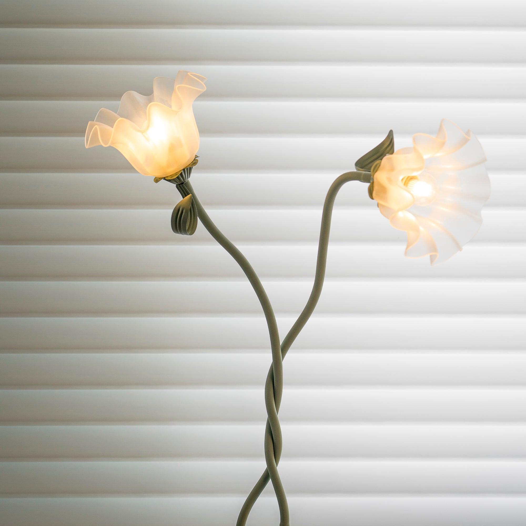 Botanical Elegance Floor Lamp in Matte Green