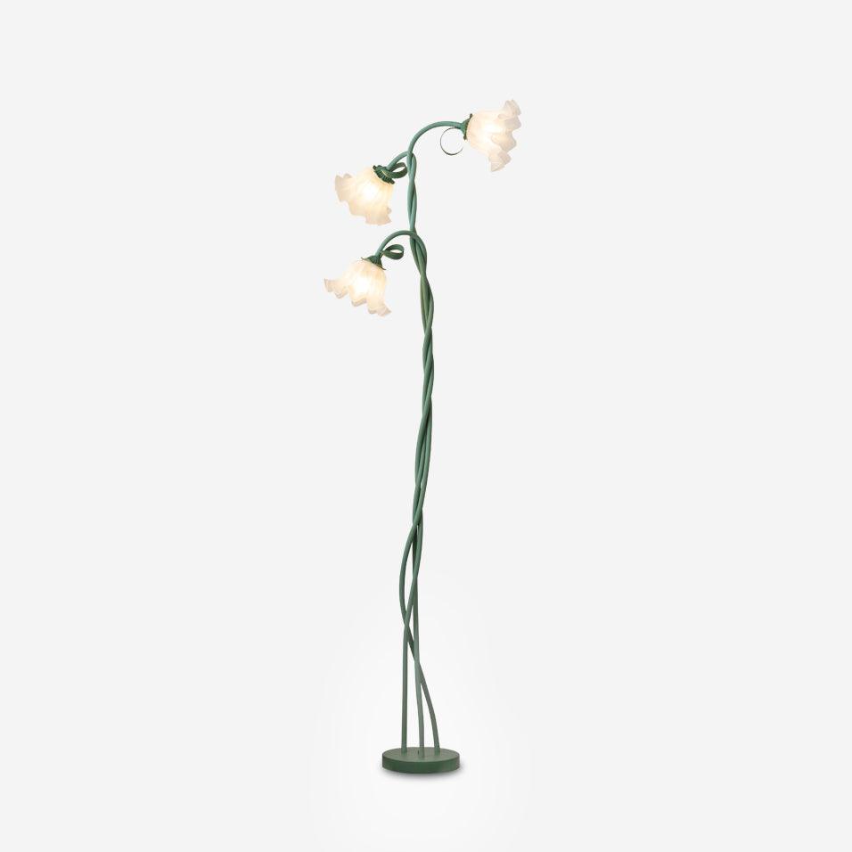 Botanical Elegance Floor Lamp in Matte Green