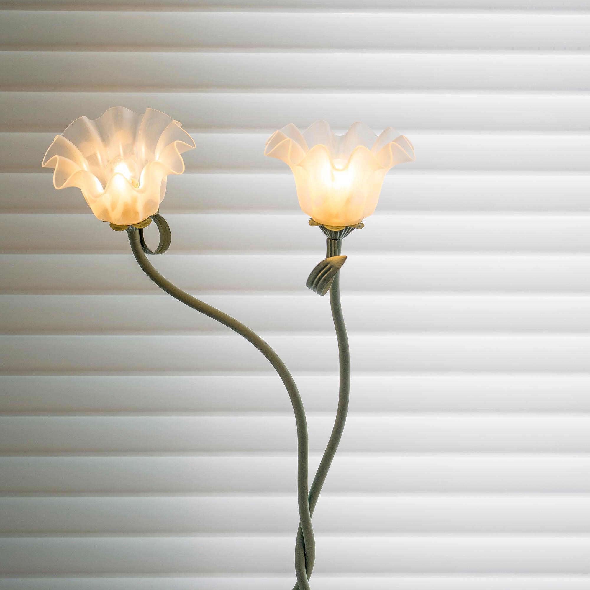 Botanical Elegance Floor Lamp in Matte Green