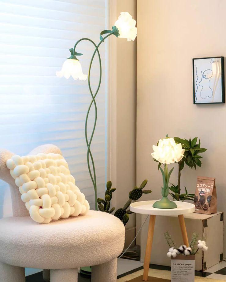 Botanical Elegance Floor Lamp in Matte Green