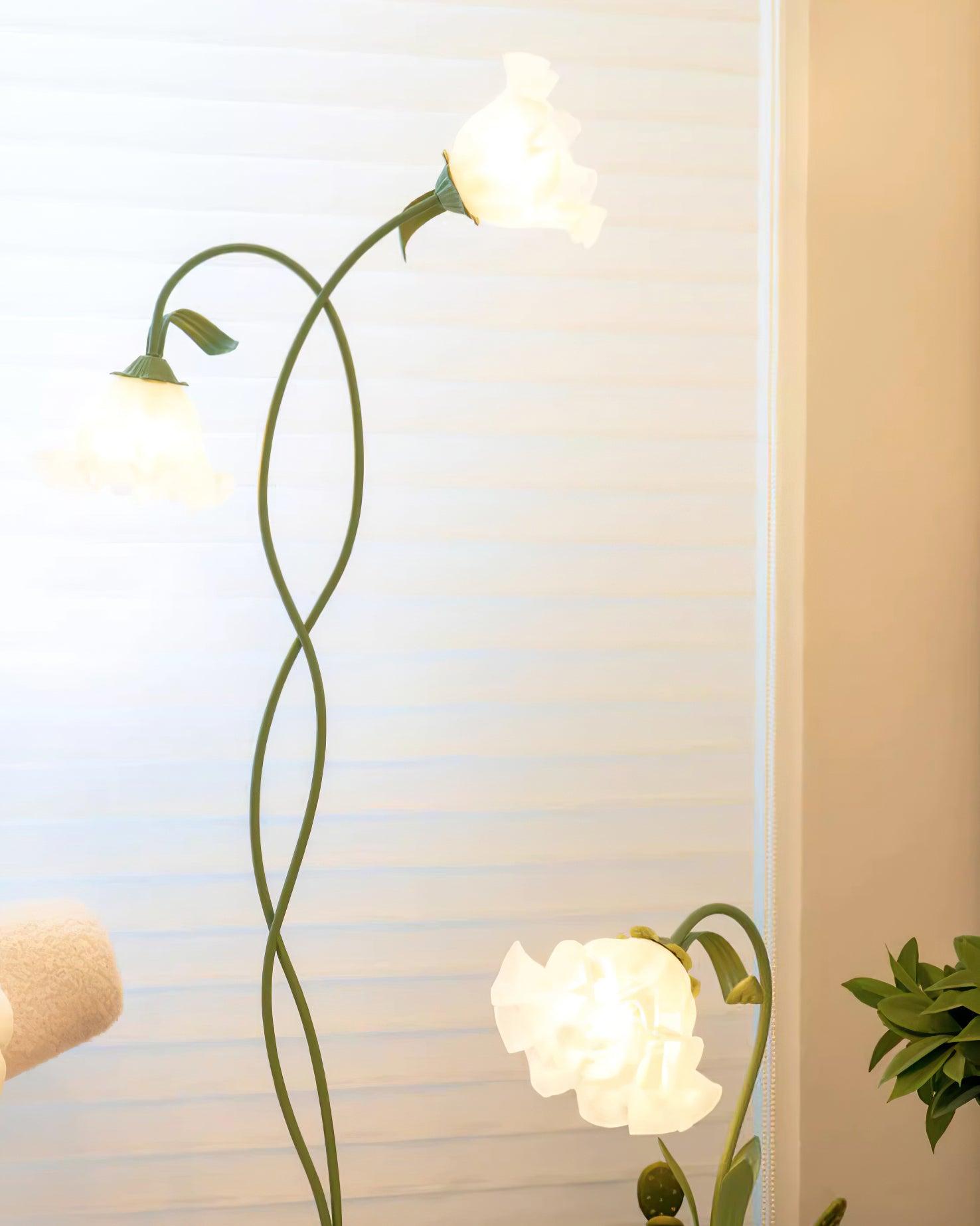 Botanical Elegance Floor Lamp in Matte Green