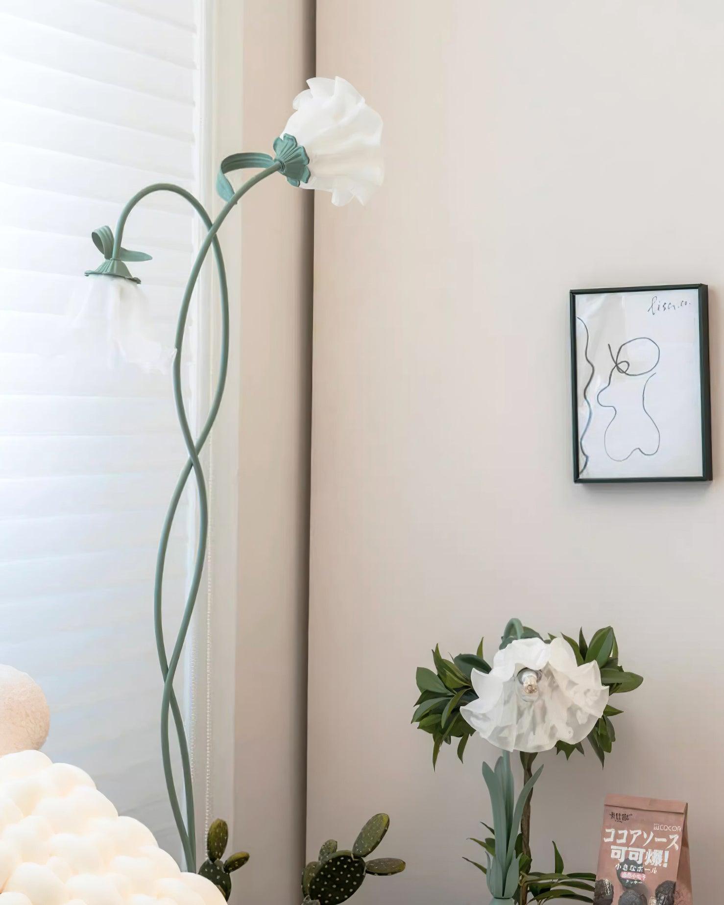 Botanical Elegance Floor Lamp in Matte Green