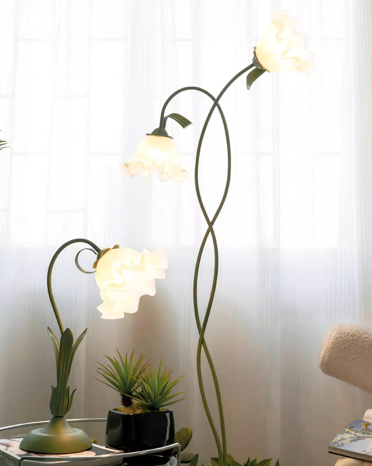 Botanical Elegance Floor Lamp in Matte Green