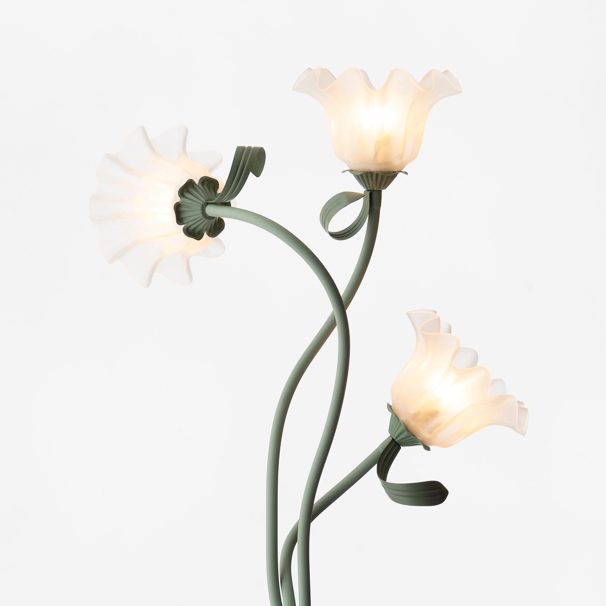 Botanical Elegance Floor Lamp in Matte Green