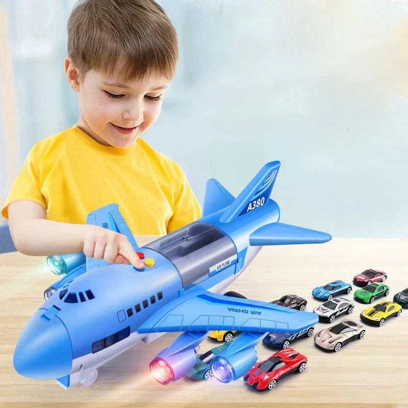 SkyGlide Interactive Airplane Toy with Lights and Cars
