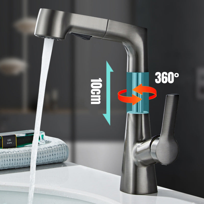 Pull-Out Spray Head Basin Faucet with Single Hole Design
