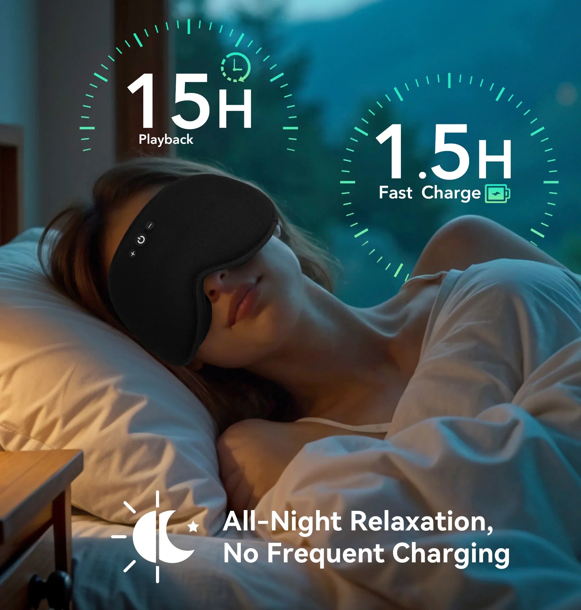 Bluetooth 3D Eye Mask for Sleep - Light Blocking and Music Playback