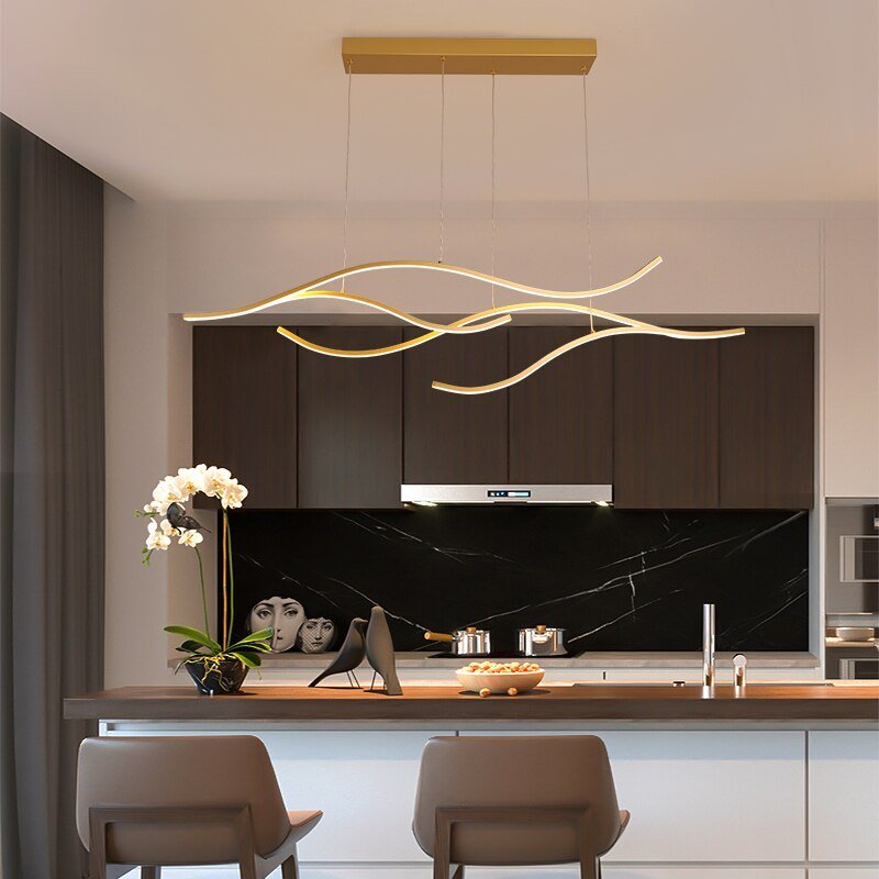 Sleek LED Pendant Light with Artistic Wave Design