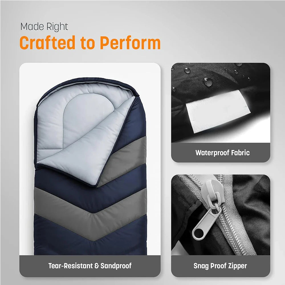 Inflatable Sleeping Bag with Built-in Pad and Pillow for Camping