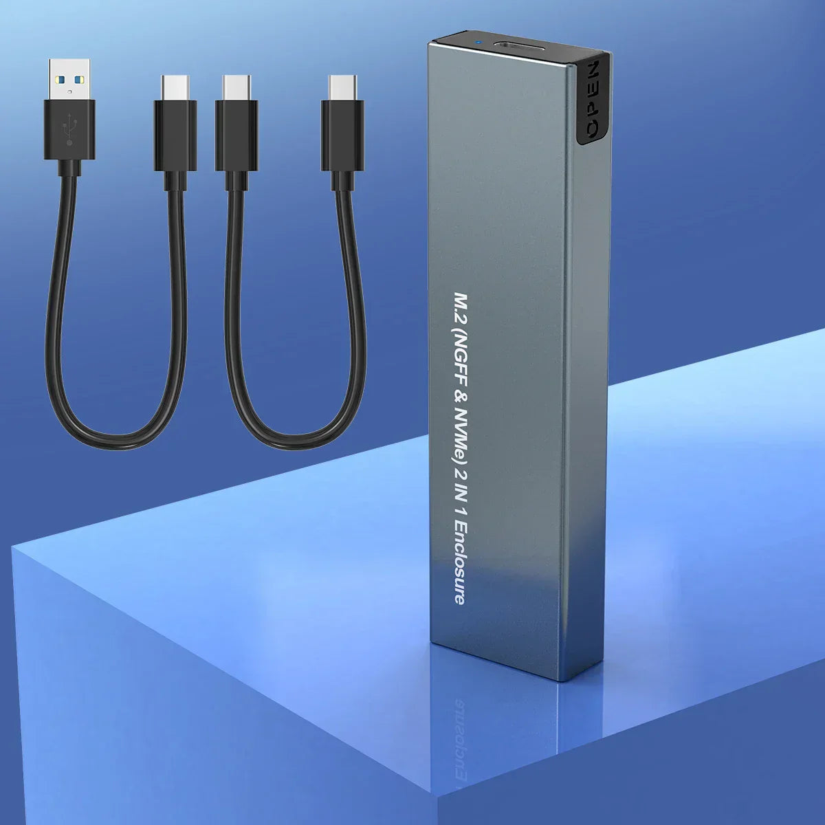 Portable USB C Enclosure for NVMe and SATA SSDs