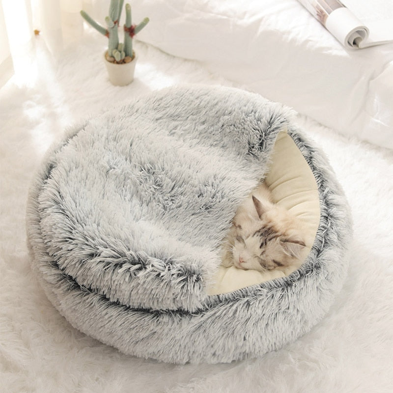 Plush Round Calming Cat Cave