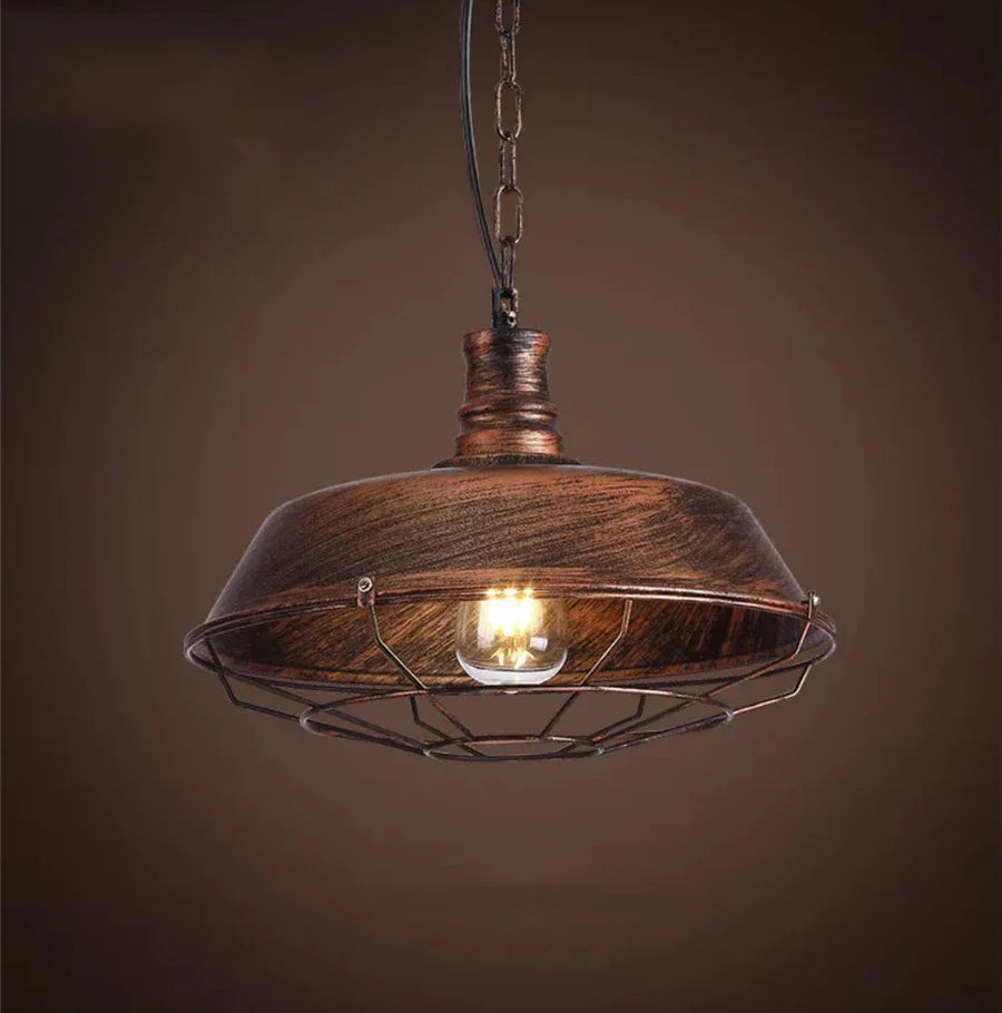 Rustic Charm Pendant Light - Iron Hanging Lamp for Home Decor