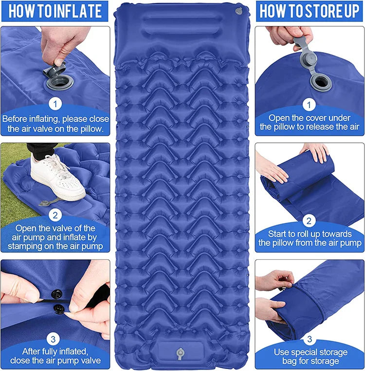 Self-Inflating Air Mattress for Camping – 10cm Thick Sleeping Pad