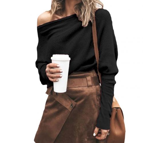 Women's Off-Shoulder Knit Sweater | Polyester Fabric & Side Tie | Relaxed Fit | Autumn Wear