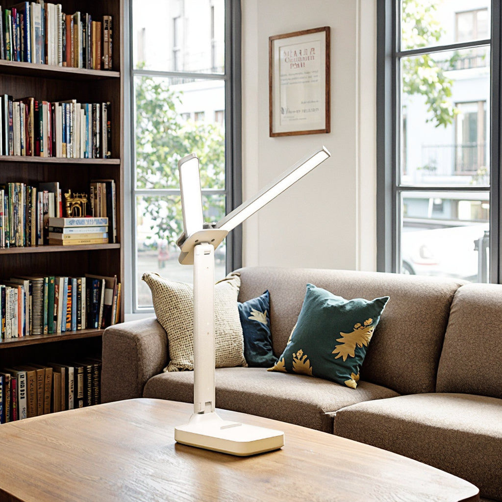 Versatile Dual-Head LED Table Lamp - Rechargeable & Adjustable