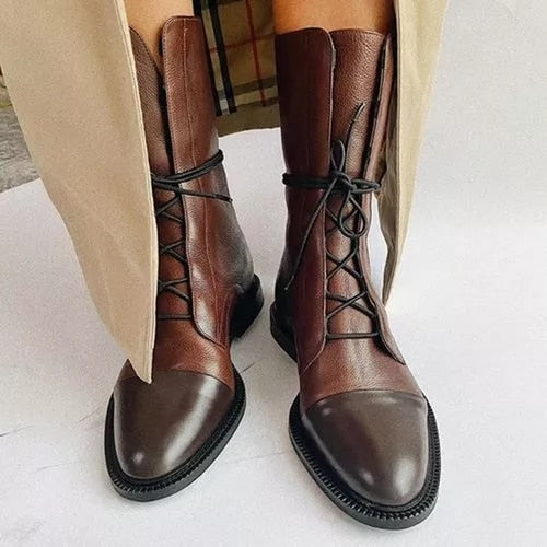 Women’s Ankle Boots | Eco-Leather Lace-Up with Cap Toe | Cotton Lining & Lightweight Sole | Removable Insole