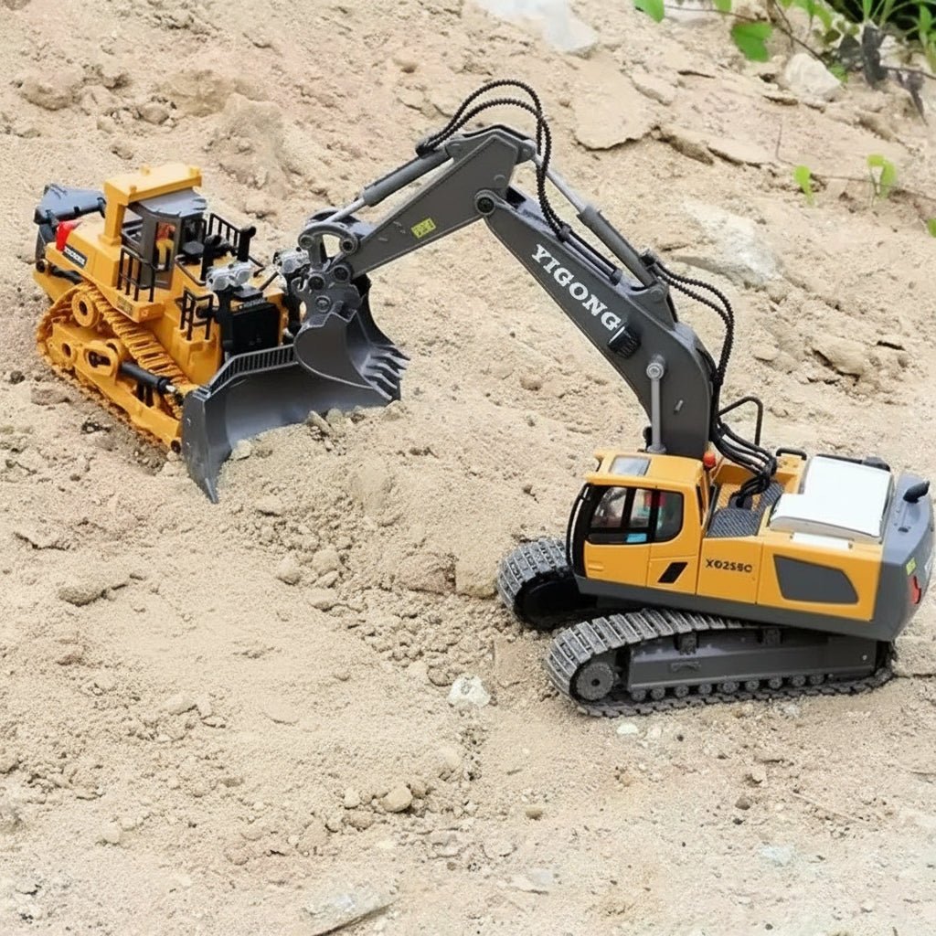 Dynamic Duo Remote-Controlled Bulldozer and Excavator Set