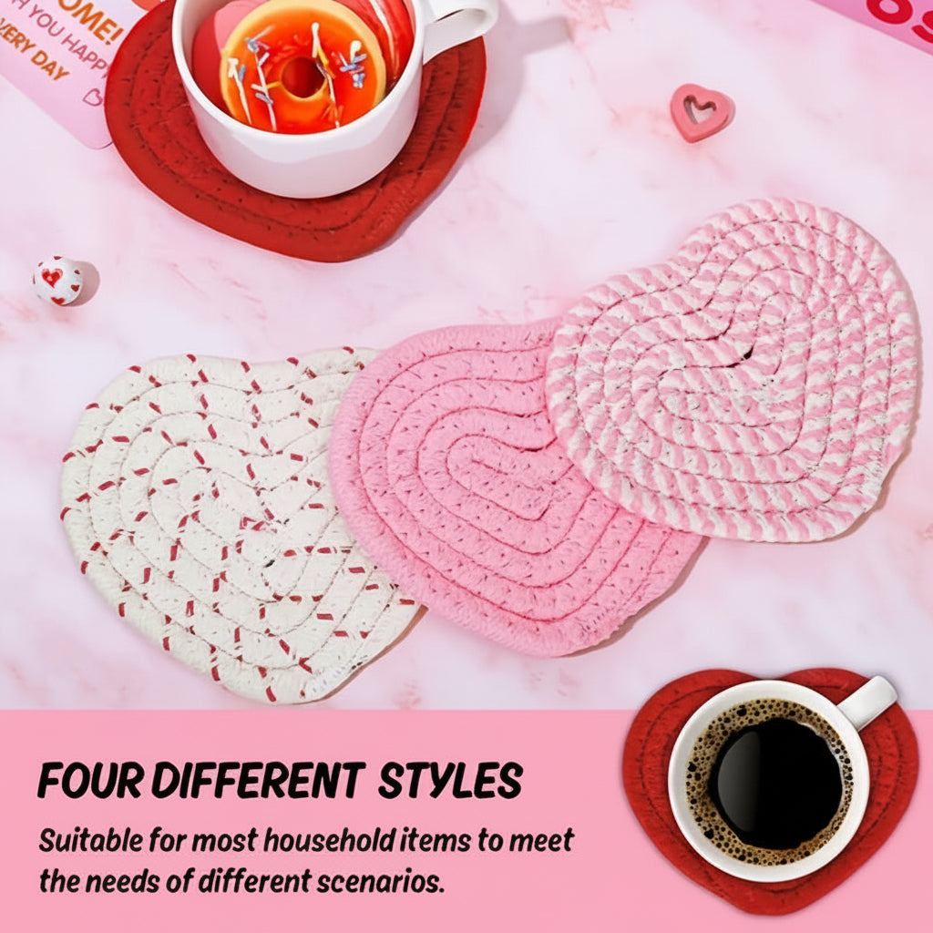 Charming Heart Coasters – Heat-Resistant Table Protectors