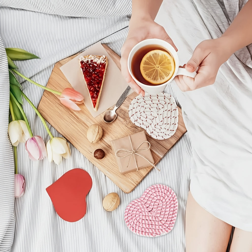 Charming Heart Coasters – Heat-Resistant Table Protectors