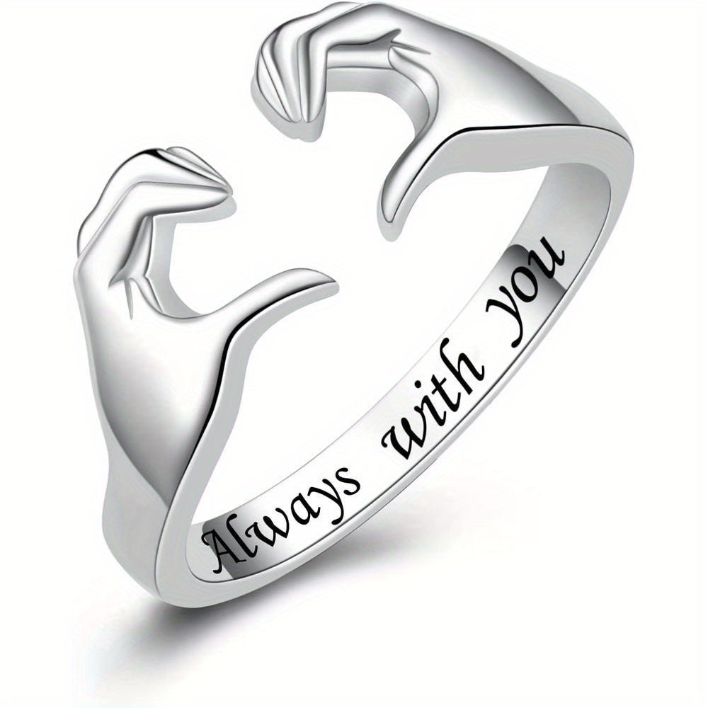 Embrace Ring in Chic Silver Finish with Flexible Design