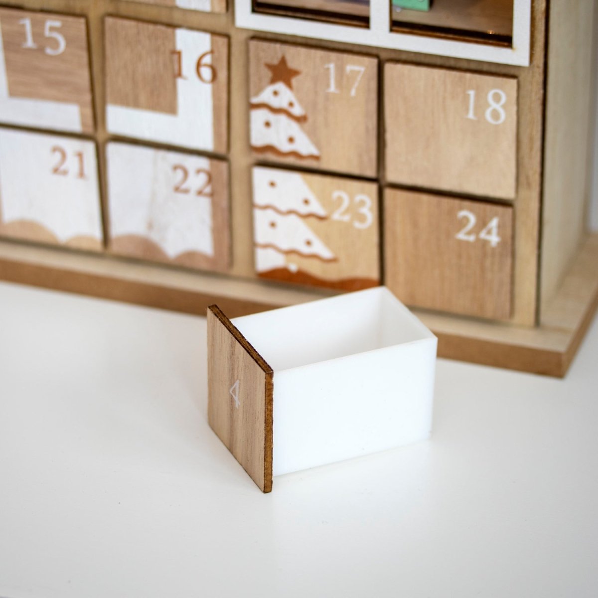 FestivalBright Wooden Advent Calendar with LED Lighting