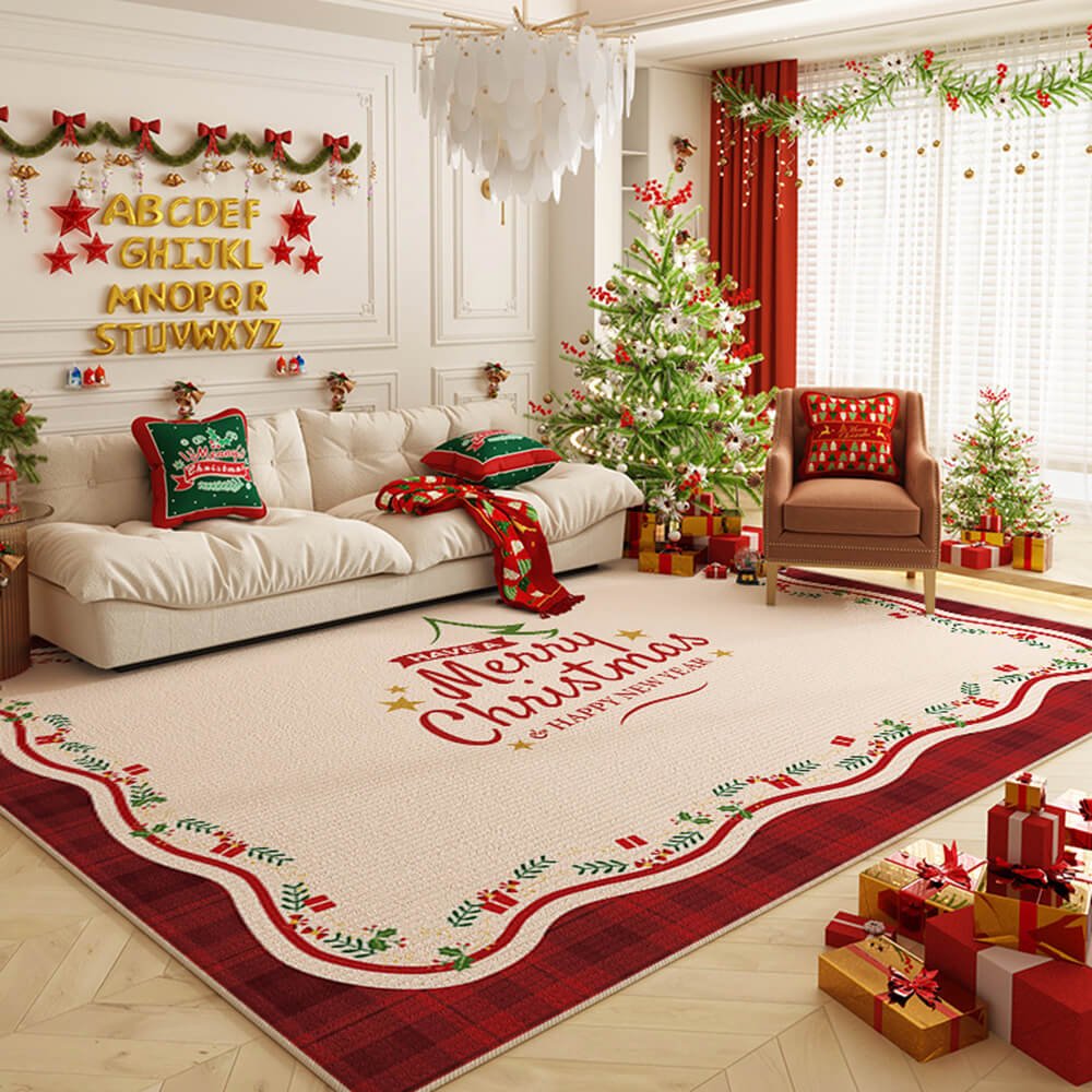CozyFestive Non-Slip Holiday Area Rug in Vibrant Colors