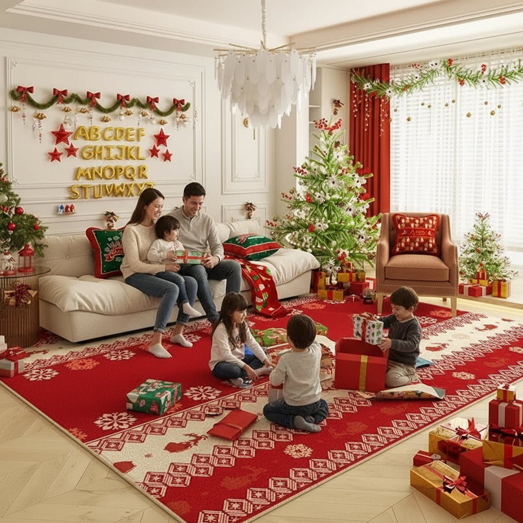CozyFestive Non-Slip Holiday Area Rug in Vibrant Colors