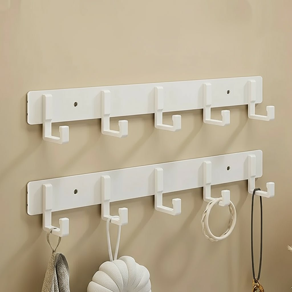Elegant Wall-Mounted Coat Organizer with Sleek Black Hooks