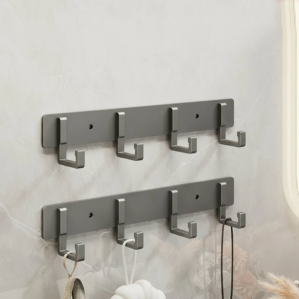 Elegant Wall-Mounted Coat Organizer with Sleek Black Hooks