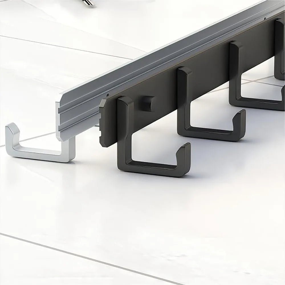 Elegant Wall-Mounted Coat Organizer with Sleek Black Hooks