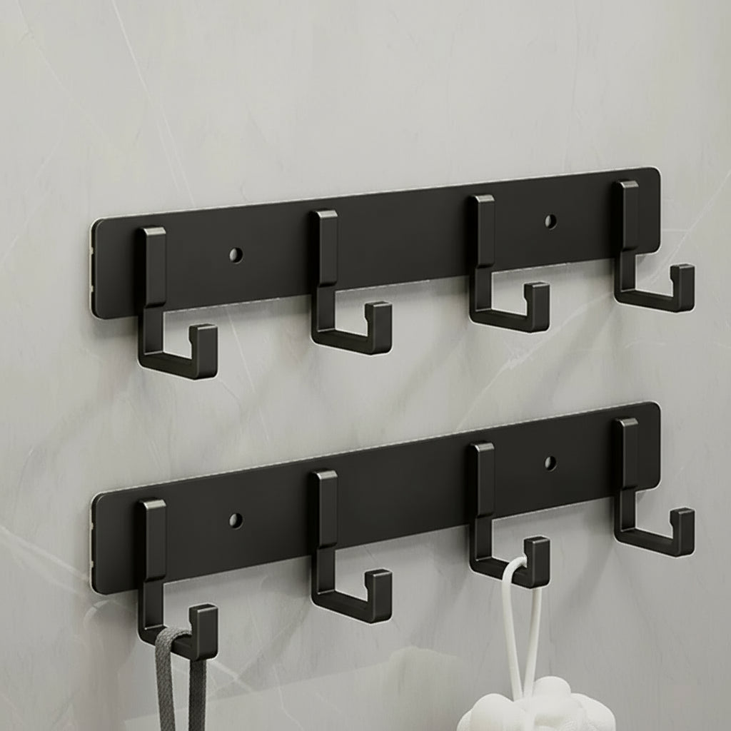 Elegant Wall-Mounted Coat Organizer with Sleek Black Hooks