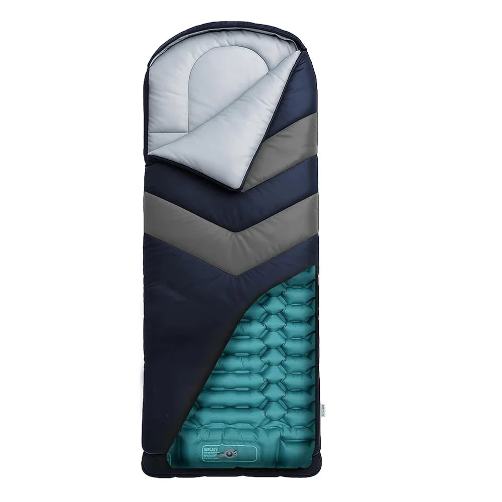 Inflatable Sleeping Bag with Built-in Pad and Pillow for Camping